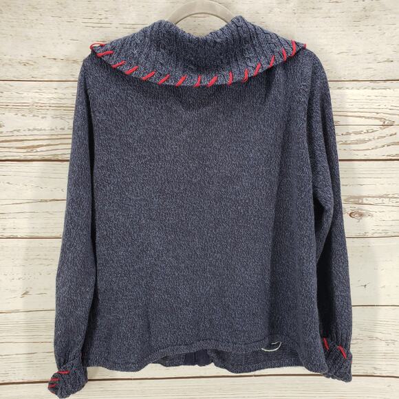 Tiara International Christmas Collection Blue Full Zip Sweater Size Large - Picture 11 of 13